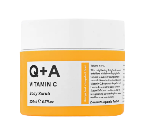 Q+A, Сахарный скраб для тела 200 мл, Vitamin C