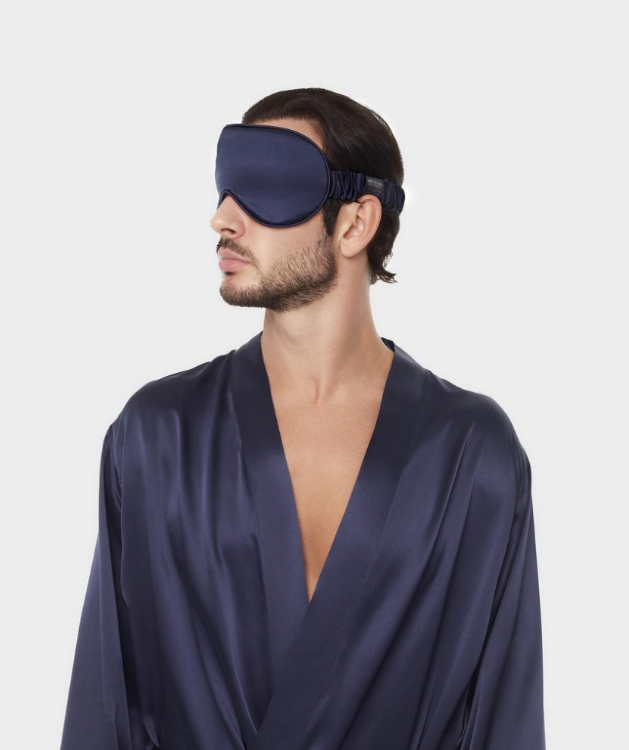 SILK LOVERS, Мужская шелковая маска для сна (синий)