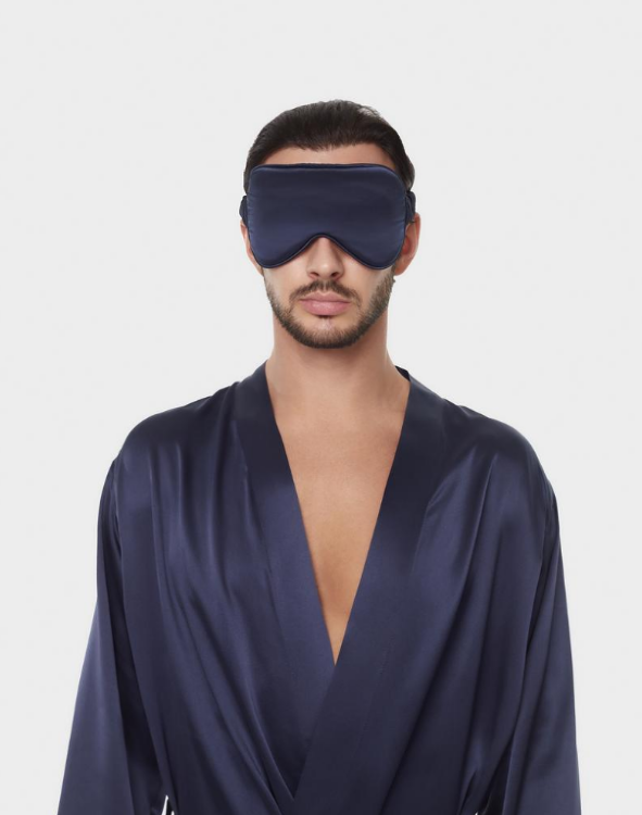 SILK LOVERS, Мужская шелковая маска для сна (синий)