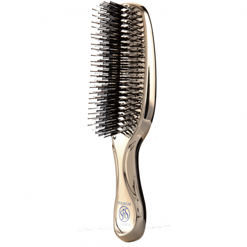 S-HEART-S, Расческа Scalp Brush World Premium (золото шампань) удлиненная, средней жескости