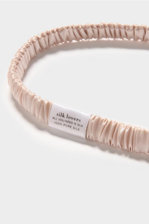 SILK LOVERS, Шелковая повязка-ленточка для волос в бежевом цвете
