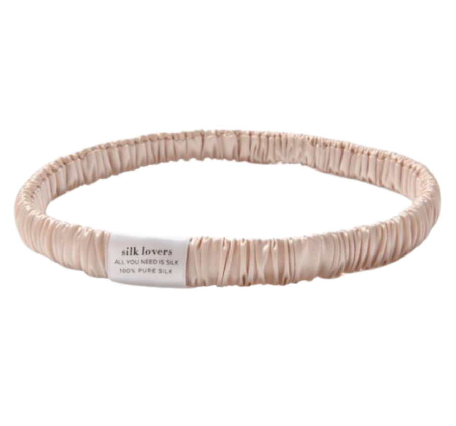 SILK LOVERS, Шелковая повязка-ленточка для волос в бежевом цвете