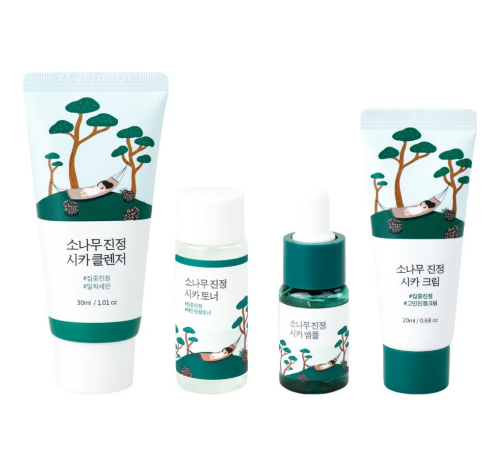 ROUND LAB, Набор миниатюр с экстр. сосны и центеллы (30мл+20мл+10мл+20мл)Pine Calming Cica Trial Kit