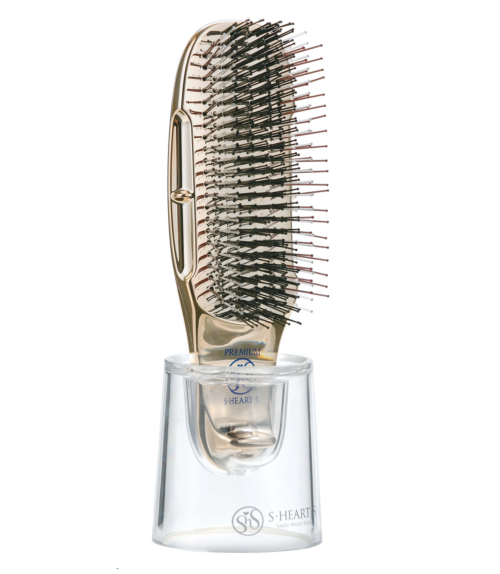 S-HEART-S, Расческа Scalp Brush World Premium (золото шампань) укороченная, средней жескости