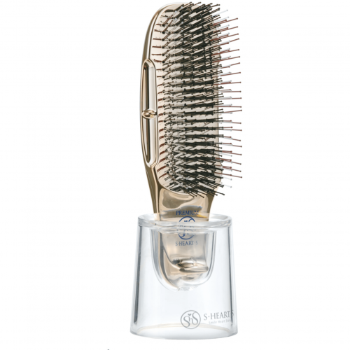 S-HEART-S, Расческа Scalp Brush World Premium (золото шампань) укороченная, средней жескости