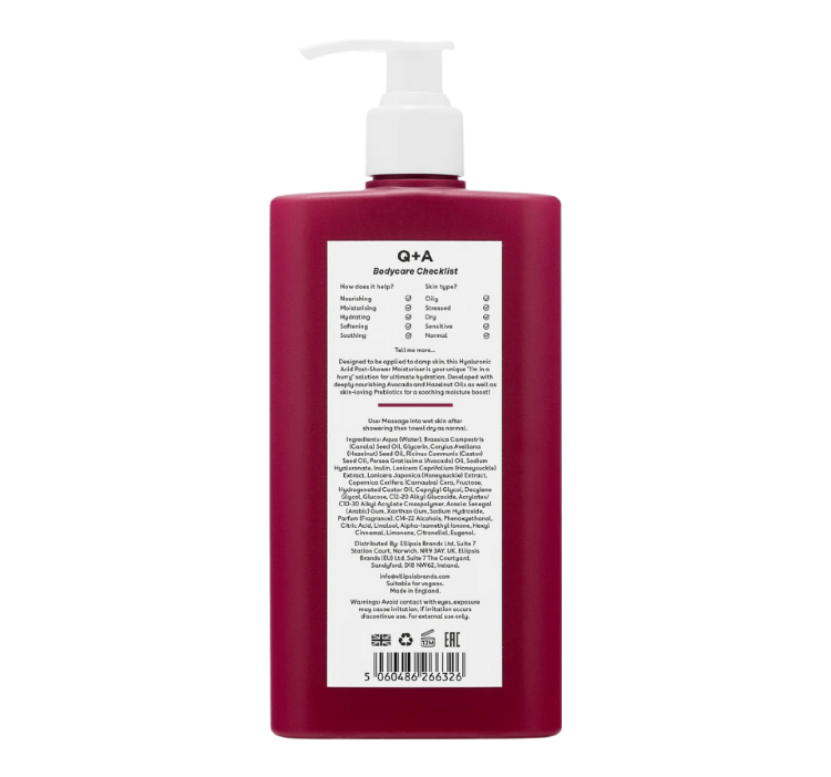 Q+A, Увлажняющий крем для тела, 250 мл, HYALURONIC ACID