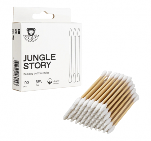 JUNGLE STORY, Ватные палочки White с Белым ультра мягким хлопком заостренным на одной стороне,100 шт