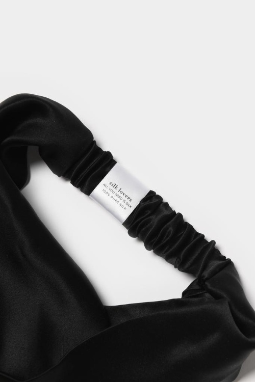 SILK LOVERS, Шелковая повязка с узлом для волос (черный)