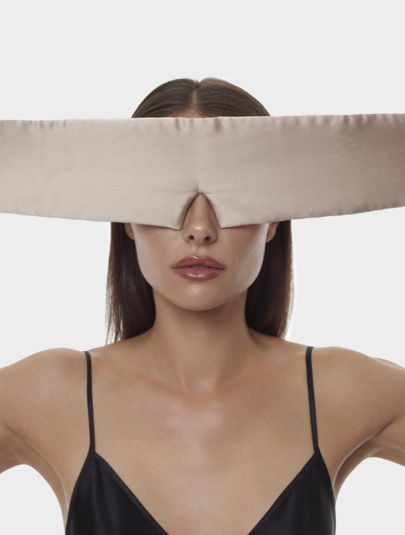 SILK LOVERS, Шелковая повязка для сна с липучкой (Кофе)