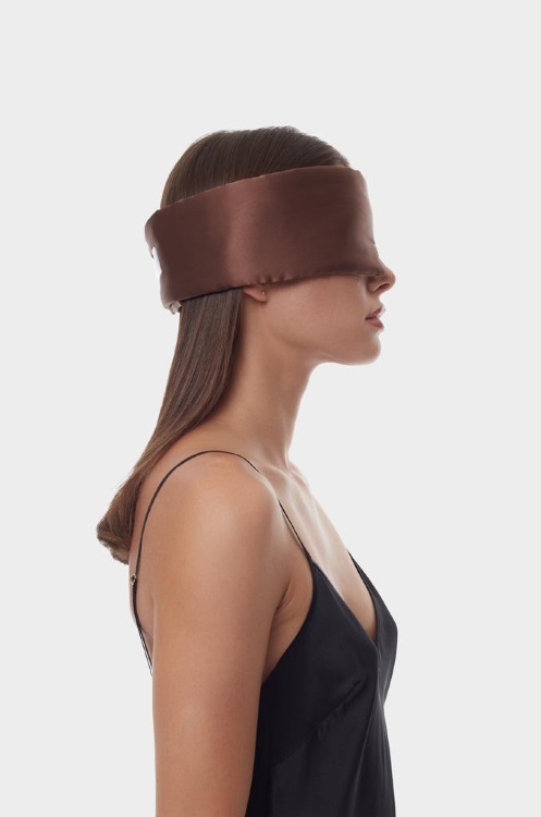 SILK LOVERS, Шелковая повязка для сна с липучкой (Шоколад)