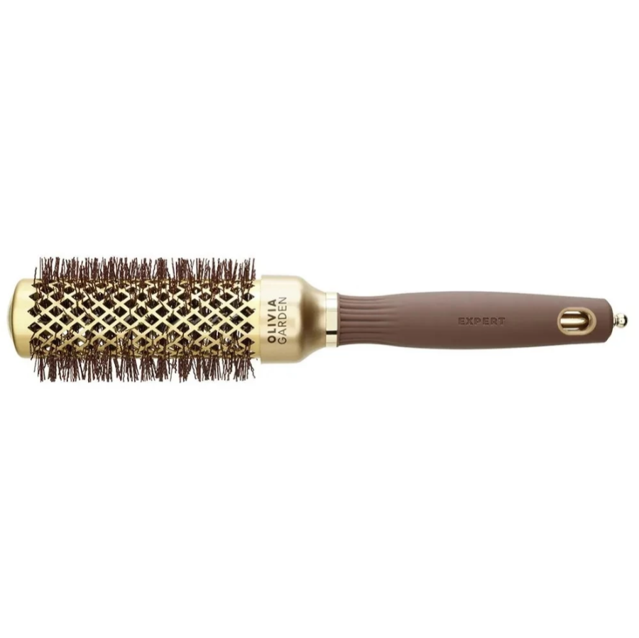 OLIVIA GARDEN, Термобрашинг 35 мм Коричневый, EXPERT BLOWOUT SHINE Wavy Bristles Gold&Brown