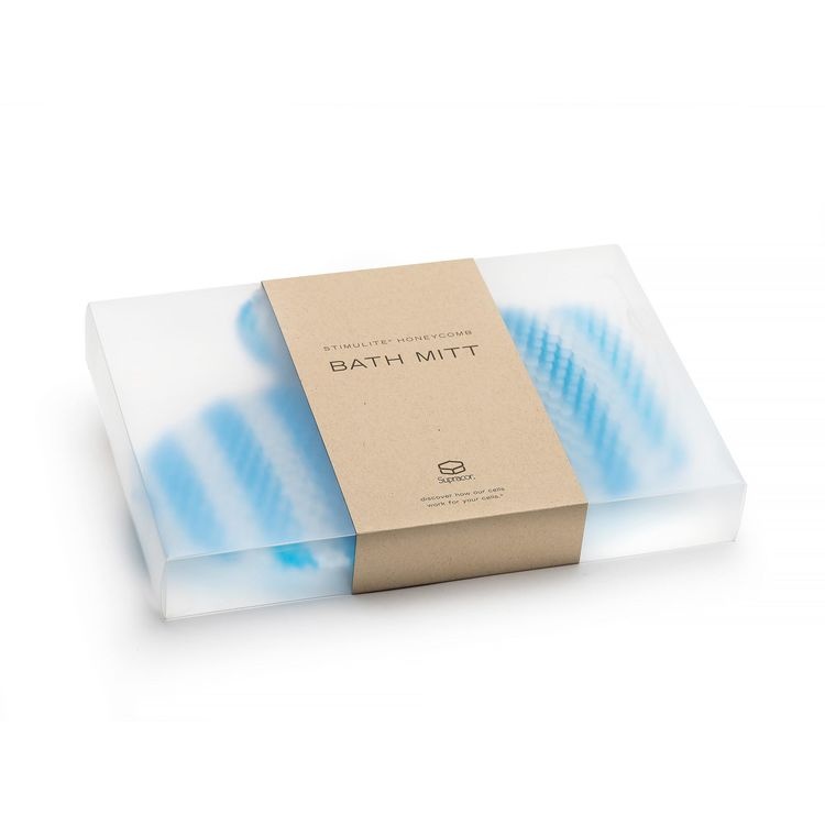 SUPRACOR Stimulite®. Мочалка рукавичка (Бело-голубая)