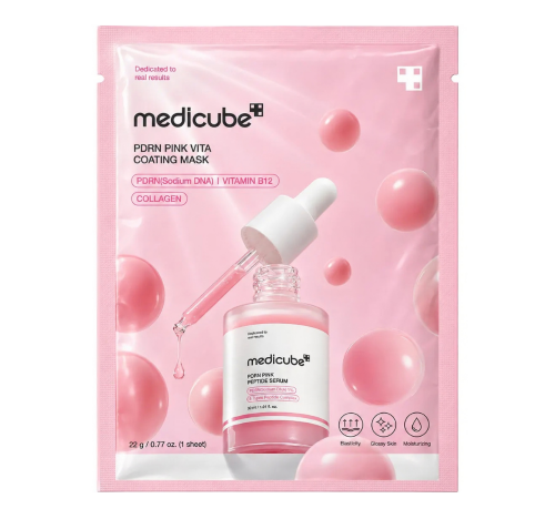MEDICUBE, Увлажняющая тканевая маска с ПДРН для сияния кожи PDRN Pink Vita Coating Mask 22 гр