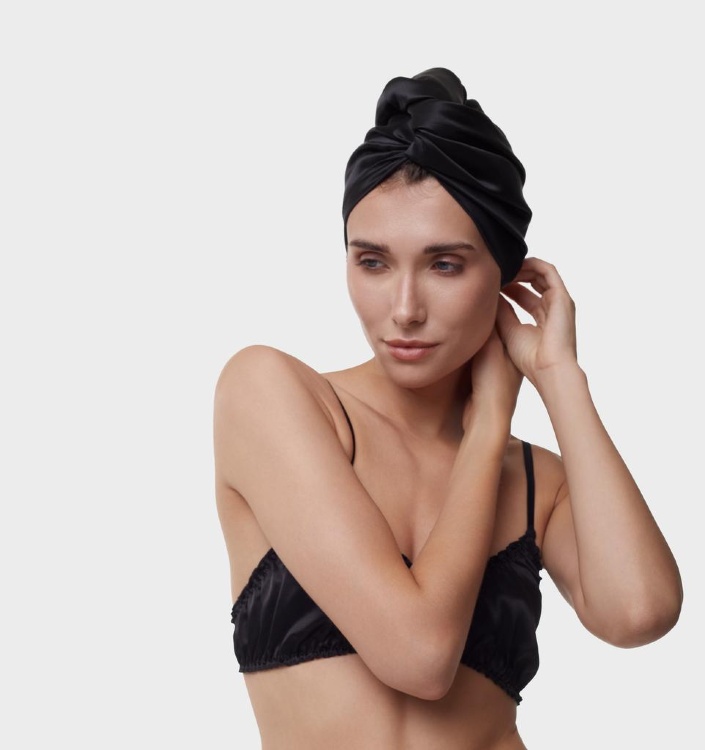 SILK LOVERS, Полотенце для волос из натурального шелка 43*110см, цвет (черное)