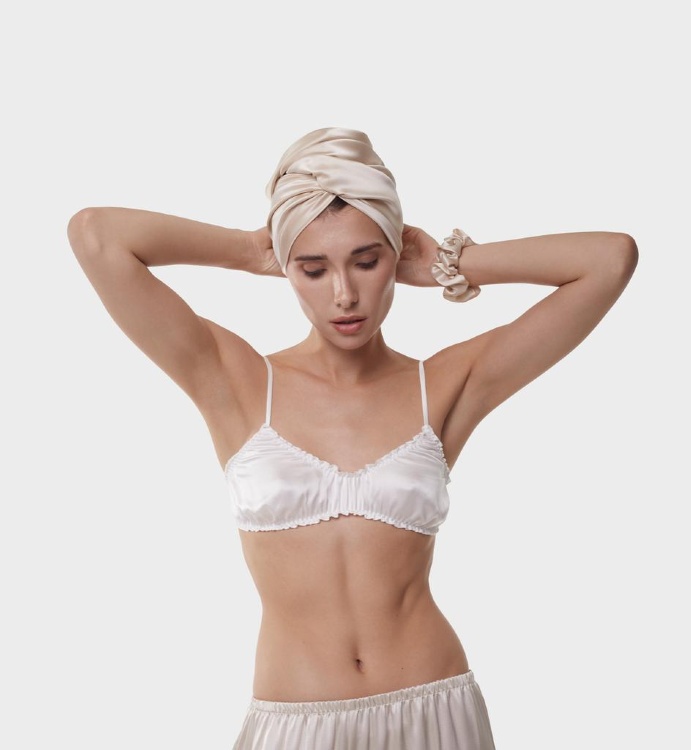 SILK LOVERS, Полотенце для волос из натурального шелка 43*110см, цвет (латте)