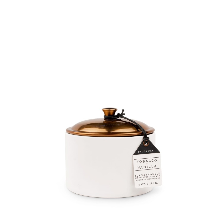 PADDYWAX, Средняя свеча в керамической баночке, TOBACCO + VANILLA