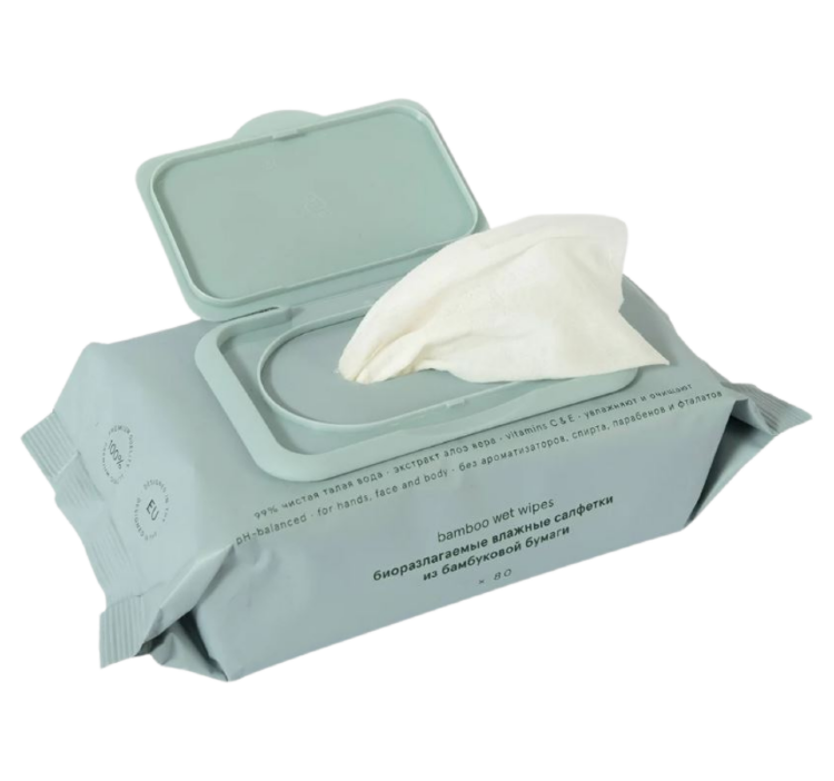 JUNGLE STORY, Биоразлагаемые влажные салфетки из бамбуковой целлюлозы, 80 штук