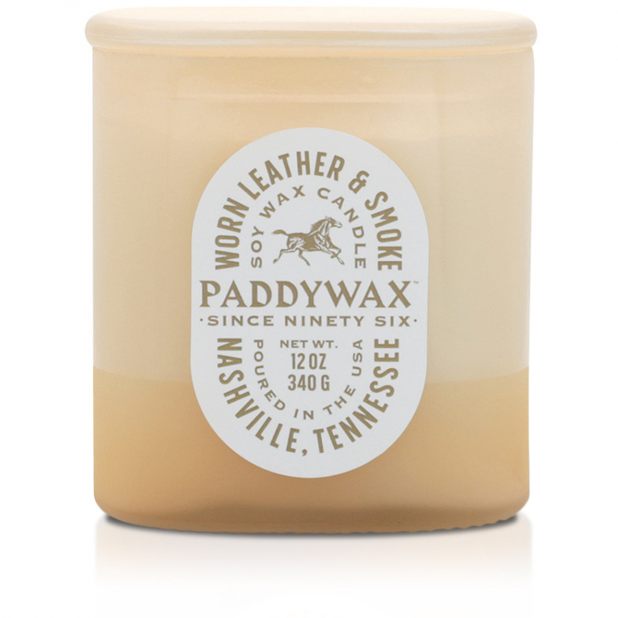 PADDYWAX, Большая свеча в стекле с 2 фитилями, WORN LEATHER & SMOKE 