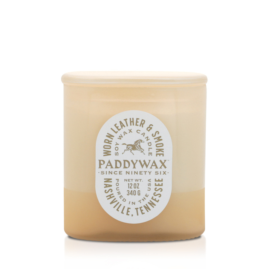 PADDYWAX, Большая свеча в стекле с 2 фитилями, WORN LEATHER & SMOKE 