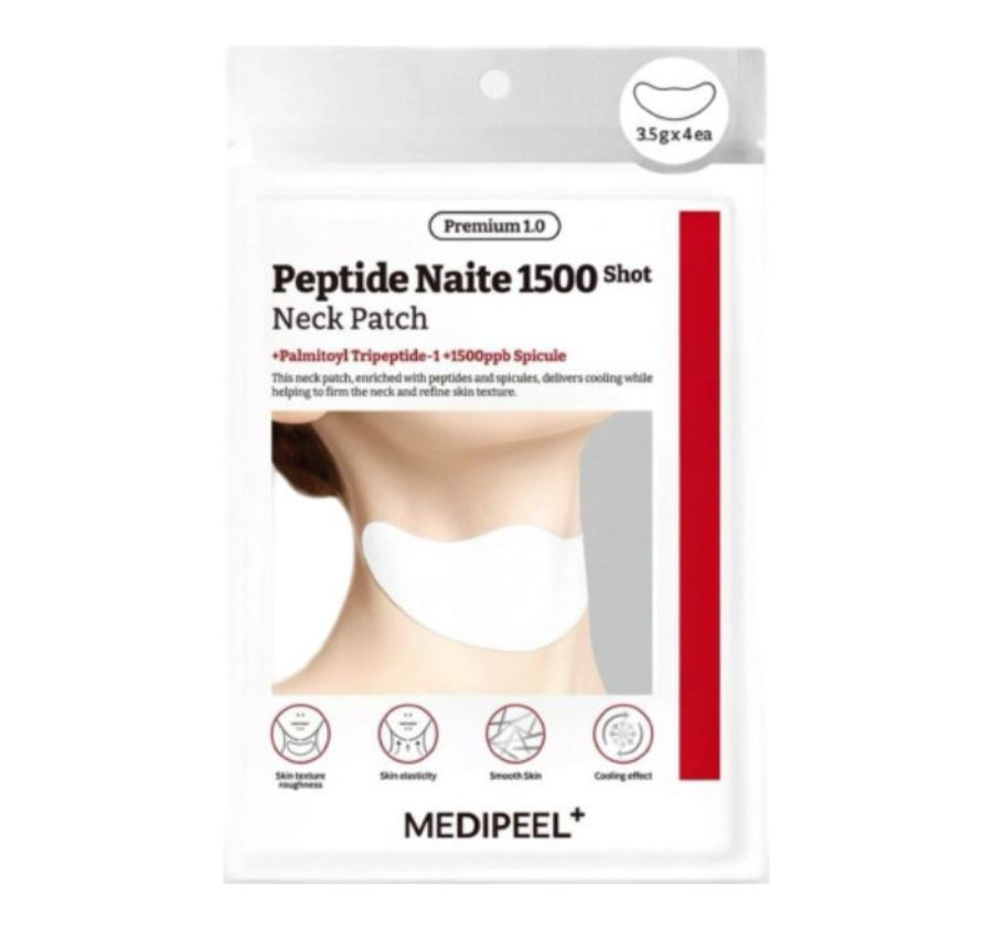 MEDI-PEEL, Peptide Naite 1500 Shot Омолаживающая патч-маска для шеи, Neck Patch, 3.5г*4шт