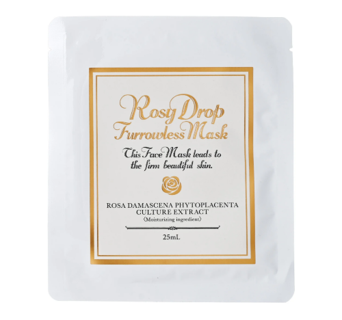 Rosy Drop Furrowless Mask Тканевая омолаживающая маска для лица Капля Розы, 25 мл х 1 шт