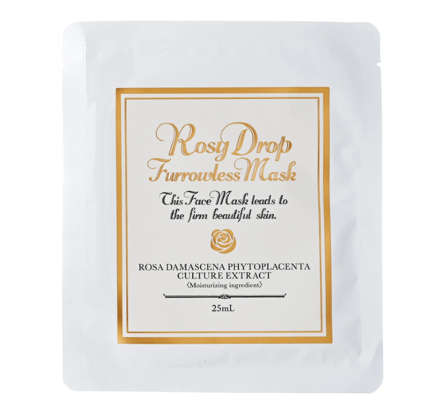 Rosy Drop Furrowless Mask Тканевая омолаживающая маска для лица Капля Розы, 25 мл х 1 шт