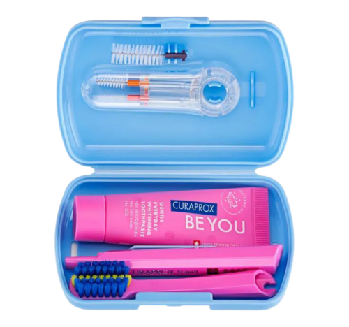 CURAPROX, Ортодонтический дорожный набор Be You в синем боксе (паста, щетка, ершик, держатель)