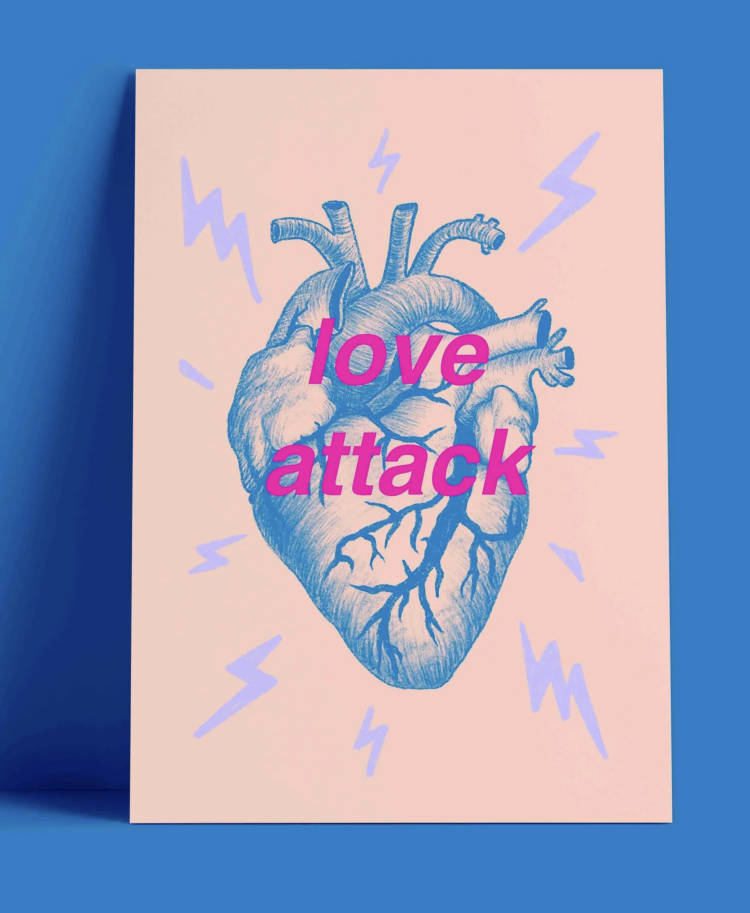 Открытка "Love attack" голубая