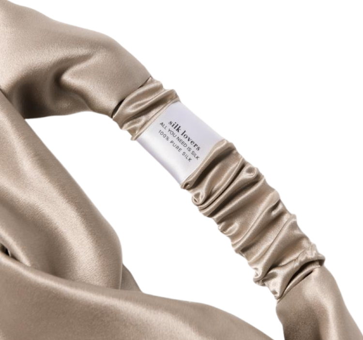 SILK LOVERS, Шелковая повязка с узлом для волос в кофейном цвете
