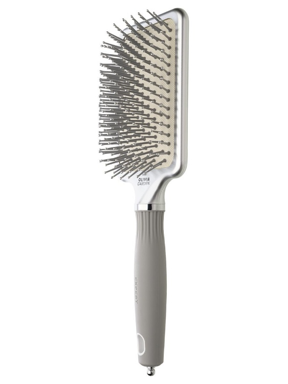OLIVIA GARDEN, Щетка EXPERT CARE RECTANGULAR Nylon Bristles Silver L Серый