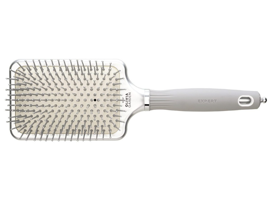 OLIVIA GARDEN, Щетка EXPERT CARE RECTANGULAR Nylon Bristles Silver L Серый