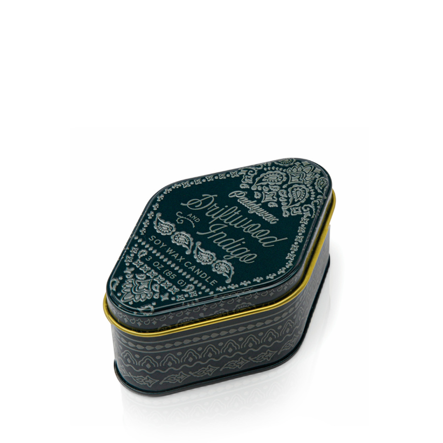 PADDYWAX, Компактная travel-свеча в металлической баночке, DRIFTWOOD INDIGO